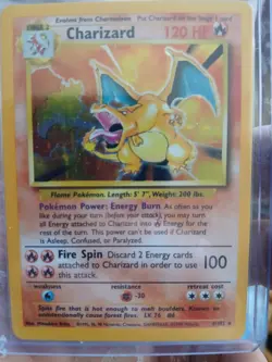 Pokemon Charizard Base Set Holo 120 HP Stage 2 4/102 English TCG Card - Image 1
