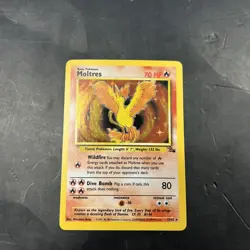 1999 Pokemon Fossil Moltres Holo 12/62 Rare Vintage TCG Card - Image 1
