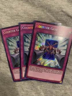 Yugioh - Counter Gate x 3 - 1st Edition Secret Rare NM - Free Holographic Card - Image 1