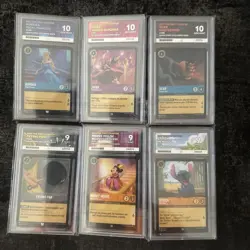 Disney Lorcana DEMO cards ace graded. 3 graded 10 and 3 graded 9. - Image 1
