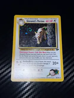 SWIRL Giovanni's Persian 8/132 Gym Challenge Holo Pokemon Vintage - Image 1