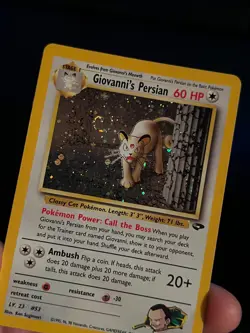 SWIRL Giovanni's Persian 8/132 Gym Challenge Holo Pokemon Vintage - Image 3