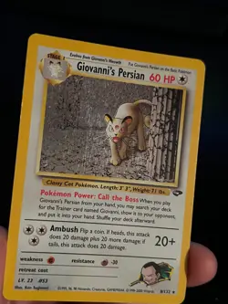 SWIRL Giovanni's Persian 8/132 Gym Challenge Holo Pokemon Vintage - Image 4