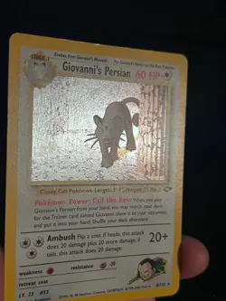 SWIRL Giovanni's Persian 8/132 Gym Challenge Holo Pokemon Vintage - Image 5