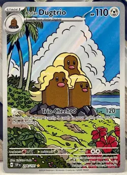 Alolan Dugtrio Illustration Rare 208/191 NM SV08: Surging Sparks Pokemon TCG - Image 1