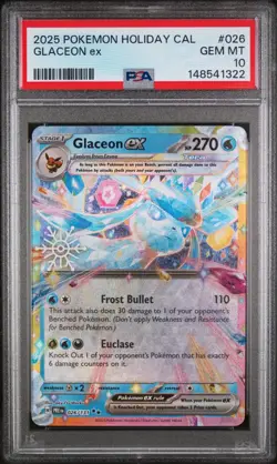 2025 POKEMON HOLIDAY CALENDAR #026 GLACEON EX PSA 10 - Image 1