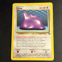 Pokemon TCG Ditto Fossil, 18/62, Regular Rare, LP Condition - Image 1