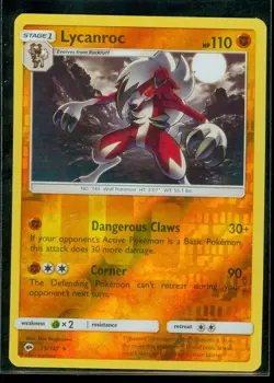 Pokemon LYCANROC 75/147 - Burning Shadows RARE Rev Holo - MINT - Image 1