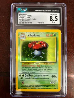 Vileplume 15/64 Jungle Unlimited Holo Error No Set Symbol CGC 8.5 Pokemon - Image 1