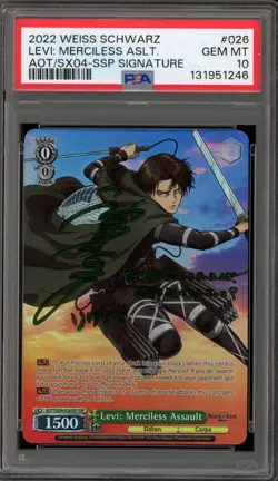Weiss Schwarz Levi: Merciless Assault SSP Signature AOT/SX04-026SSP SSP PSA 10 - Image 1