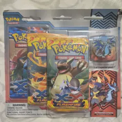 SEALED POKEMON 2014 3-Pack XY FLASHFIRE Blister Booster Coll. Pin (M Charizard) - Image 1