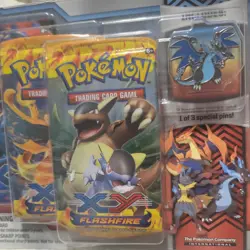 SEALED POKEMON 2014 3-Pack XY FLASHFIRE Blister Booster Coll. Pin (M Charizard) - Image 3
