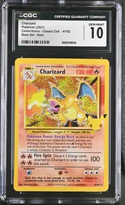 CGC 10 Charizard Celebrations Classic 4/102 Holo Base Set Pokemon Card 2021 - Image 1