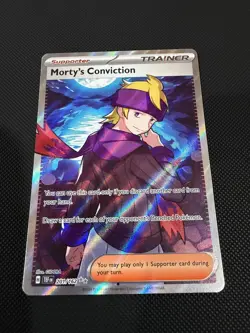 Pokemon Card Mortys Conviction 201/162 Full Art Trainer Temporal Forces NM - Image 1