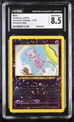 CGC 8.5 Mew 2001 Southern Islands 1/18 Reverse Holo Pokemon Card - Image 1