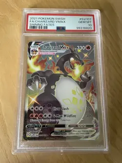 Pokemon 2021 Charizard VMAX SV107/SV122 Shiny Full Art Shining Fates PSA 10 - Image 1