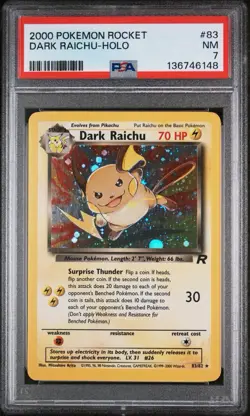 2000 POKEMON ROCKET #83 DARK RAICHU HOLO NM PSA 7 - Image 1