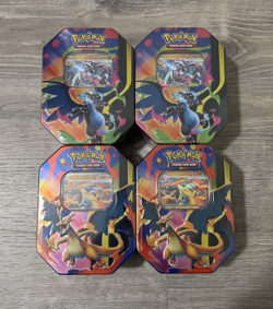 Pokemon TCG Mega Charizard EX Tins Set of 4 (X & Y) FACTORY SEALED - Image 1
