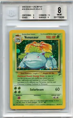 Venasaur Holo Rare - 2000 POKEMON BASE SET II 18/130 BGS 8+ (with subs) NM-MT - Image 1
