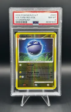 2008 POKEMON DIAMOND & PEARL STORMFRONT #SH3 VOLTORB-REVERSE FOIL PSA 8 - Image 1