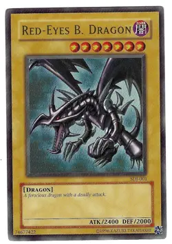 YUGIOH - RED-EYES B. DRAGON - STARTER DECK JOEY - ULTRA RARE - NEAR MINT SDJ-001 - Image 1