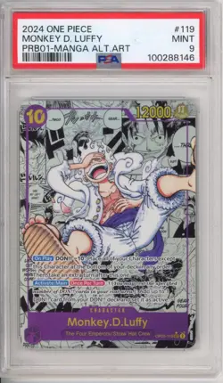 Monkey D Luffy PRB01 Manga Alternate Art 2024 One Piece PSA 9 #119 Gear 5 - Image 1