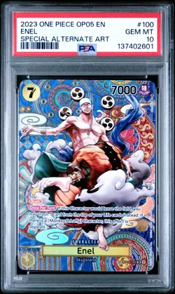 2023 ONE PIECE OP05 #100 AWAKENING OF THE NEW ERA ENEL SP SPECIAL ALT ART PSA 10 - Image 1