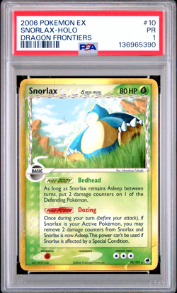 PSA 1 2006 Dragon Frontiers Snorlax 10/101 Holo Foil Rare Pokemon Delta Species - Image 1