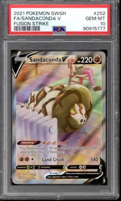 Pokemon Fusion Strike Sandaconda V 252/264 PSA 10 GEM MINT - Image 1