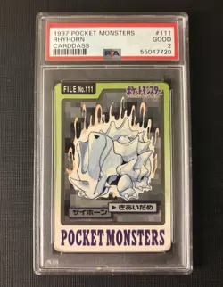 Pokemon TCG Rhyhorn Pocket Monsters Bandai Carddass 1997 #111 Japanese - Image 1