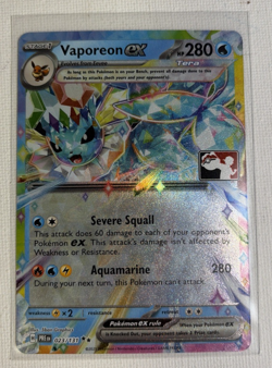 Vaporeon ex 023/131 NM STAMPED Prize Pack Series 7 [Play! Pokemon Prismatic PRE] - Image 1