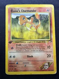 Pokemon TCG Blaine's Charmander 1st Edition Gym Heroes 61/132 MP-HP B - Image 1