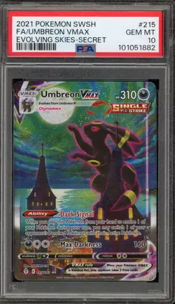Pokemon Umbreon VMAX Evolving Skies Secret Rare Full Alt Art #215 PSA 10 - Image 1