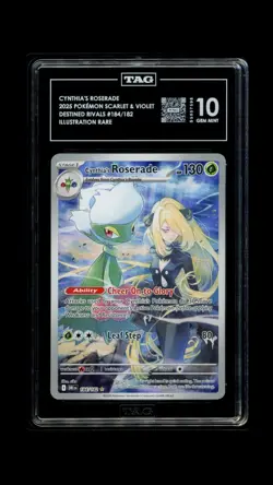 TAG 10 GEM MINT Cynthia's Roserade Destined Rivals Full Art Holo Pokemon 184/182 - Image 1
