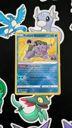 Pokemon TCG Radiant Blastoise Holo Card Pokemon Go 018/078 - Image 1
