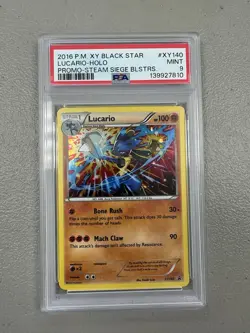 Pokemon Lucario XY Black Star Promo Holo XY140 PSA 9 100 HP Card 2016 - Image 1