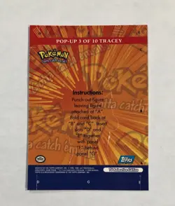 2000 Topps Pokemon Tracey #3 Pop Up Card Card TV Animation Series 3 Light Play - Image 2