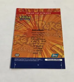 2000 Topps Pokemon Tracey #3 Pop Up Card Card TV Animation Series 3 Light Play - Image 4