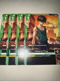 Gundam Card Game Heero Yuy ST02-010 C X4 Playset TCG CCG English - Image 4