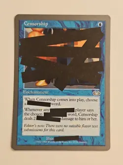 Censorship Unglued NM Magic Gathering MtG Commander EDH Enchantment U Triggered - Image 1