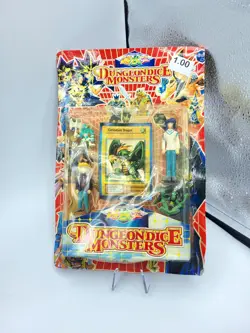 Dungeon Dice Monsters Yu Gi Oh! Holographic Caricature Dragon Card & 4 Figures - Image 1