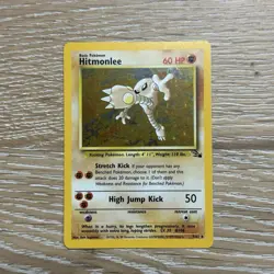 Pokemon TCG Hitmonlee 7/62 Fossil Set Holo Rare Card Vintage WOTC 1999 LP - Image 1