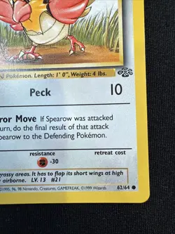 Pokemon TCG Jungle Spearow Card 62/64 Regular Common 1st Edition NP - Image 4