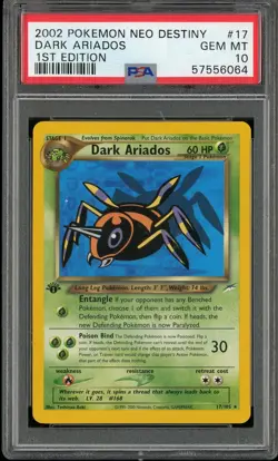 PSA 10 Dark Ariados 1st Edition Neo Destiny 17/105 Rare Pokemon Card - Image 1