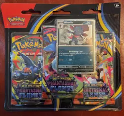 Pokemon Mega Evolution Phantasmal Flames Booster Pack Set w/ Weavile Promo Card - Image 1