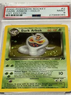 2000 Pokemon Team Rocket Dark Arbok Holo 1st Edition Card #2 Mint PSA 9 SWIRL - Image 4
