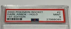 2000 Pokemon Team Rocket Dark Arbok Holo 1st Edition Card #2 Mint PSA 9 SWIRL - Image 5