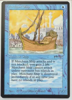 MERCHANT SHIP- Arabian Nights- MTG NM- Vintage Magic The Gathering Single - Image 1