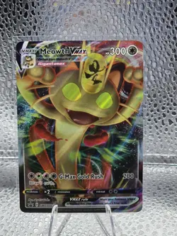Pokemon Meowth VMAX SWSH005 Full Art Promo TCG Card Near Mint - Image 1