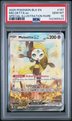 2025 POKEMON BLK EN-BLACK BOLT SPECIAL ILLUSTRATION RARE #167 MELOETTA EX PSA 10 - Image 1